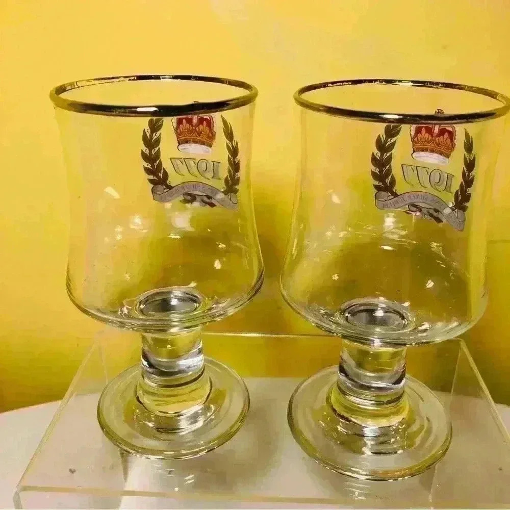 Commemorative hand painted glasses. Sold as a set. Some age  appropriate wear. - Picture 3 of 4
